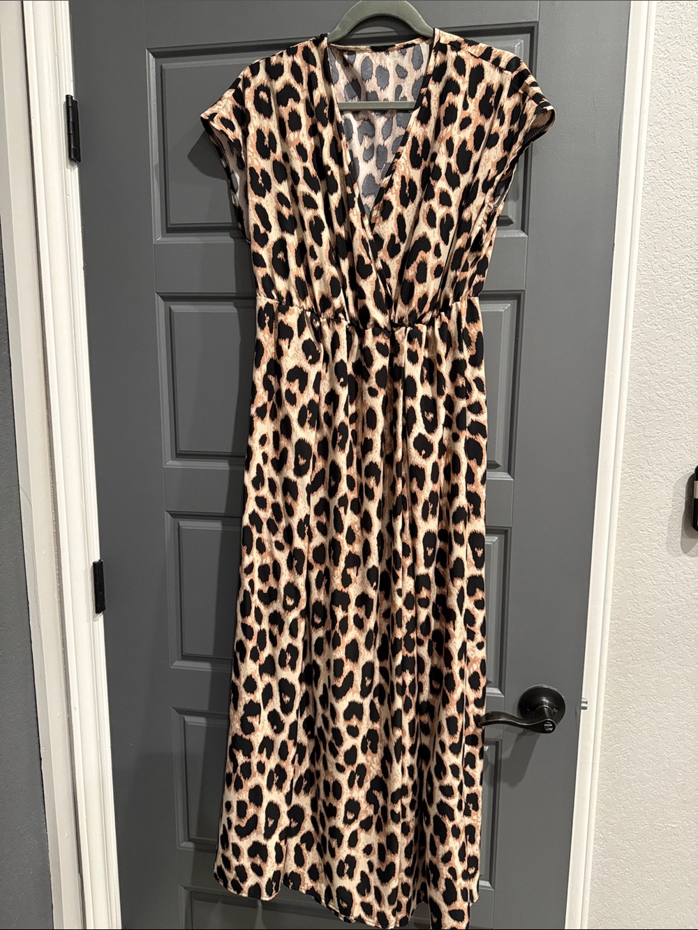 Leopard Print V-Neck Maxi Dress